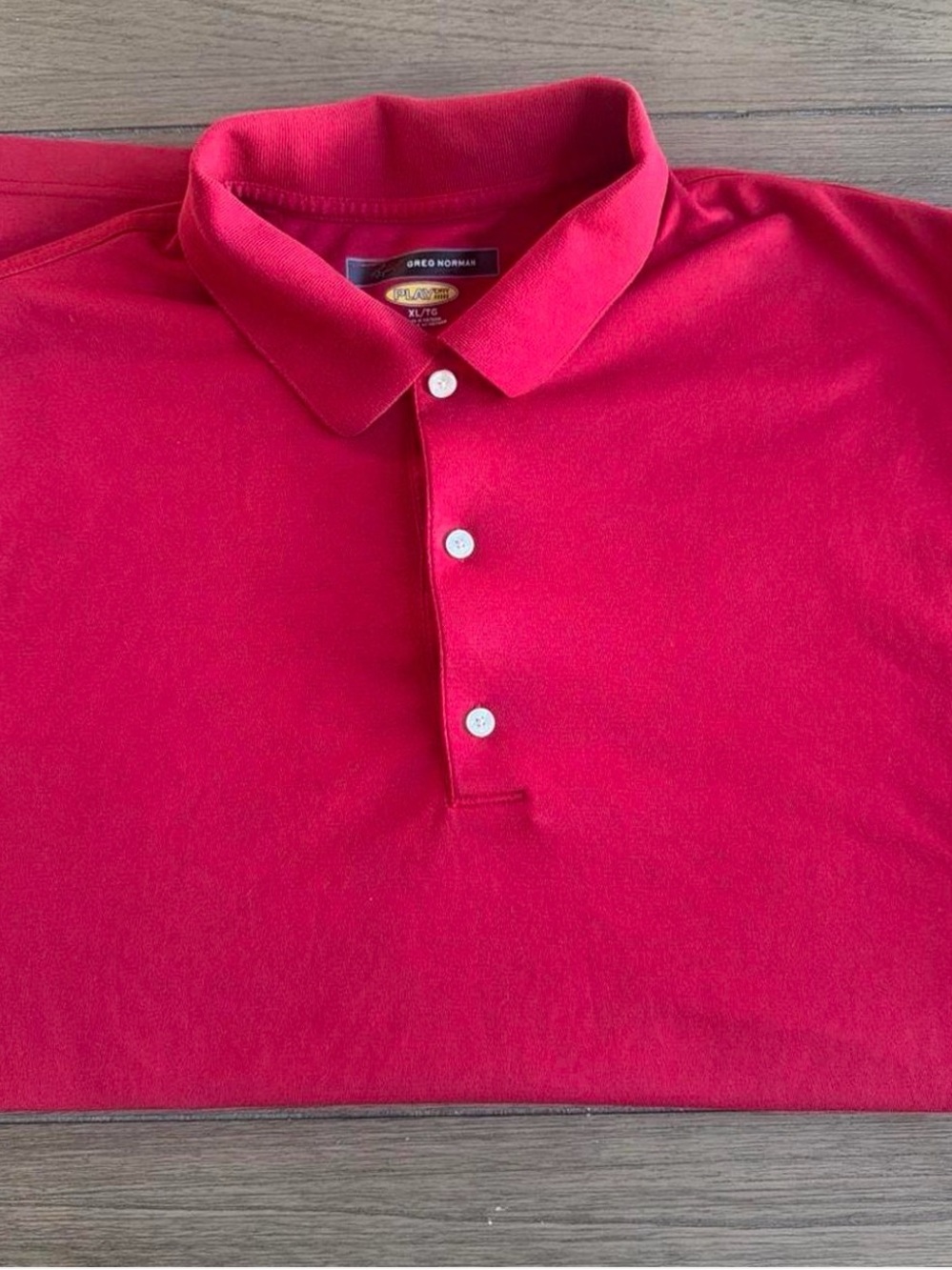 Used Greg Norman Collection Red Polo Shirt Play Dry Classic Short Sleeve
Size XL